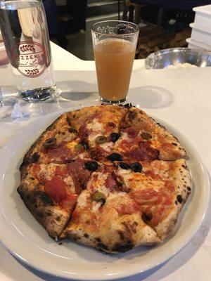 Soppressatta pie with a beer