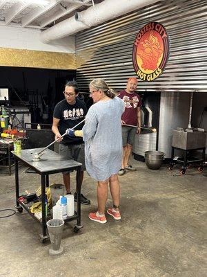 Kristie Burton dipping her Hazy Blue Bowl, getting some color!