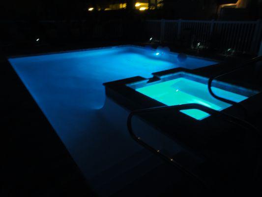 SunTiki pool at night.