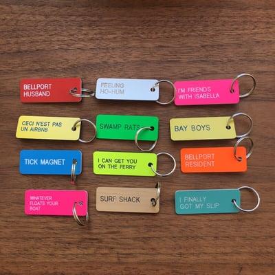 Custom Bellport themed key tags