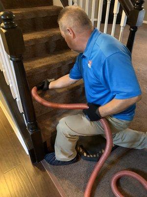 Cleaning the stairs