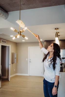 Light fixture dusting