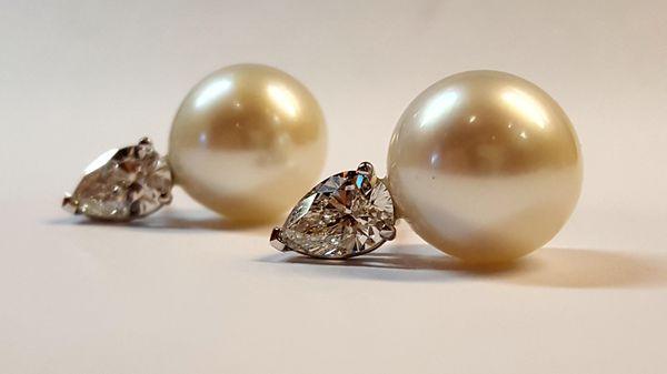 Pearl diamond studs