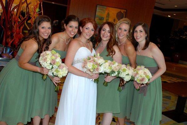 Bride with her bridesmaids