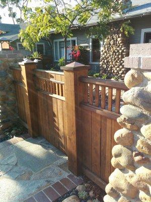 Audrey and Curtis designed their new front yard fencing. Then together with Dave Walk masonary we provided the gates, and pillars.