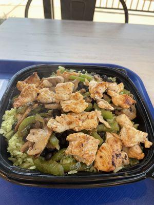 Rice and bean bowl with chicken