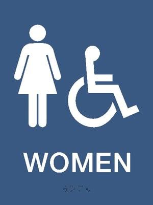 tactile women restroom sign with grade 2 braille