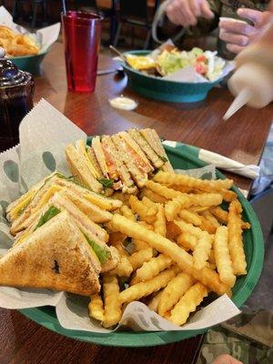 Club sandwich with fries!