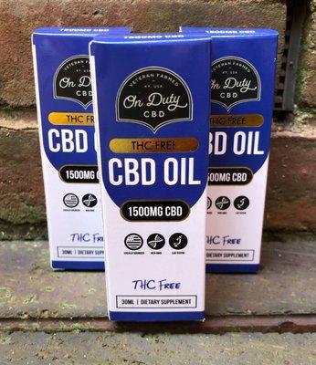 On Duty CBD Oil 1500mg THC Free. Veteran-Farmed, American CBD Oil, Monroeville, Alabama.