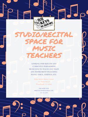 Contact us if you need a space to teach/work/perform!