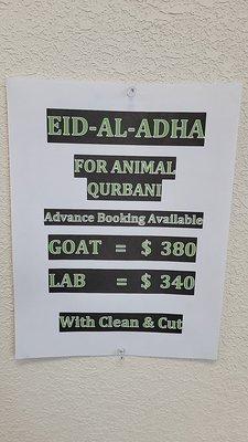 EID-AL-ADHA  ADVANCE BOOKING AVAILABLE FOR ANIMAL Now.....