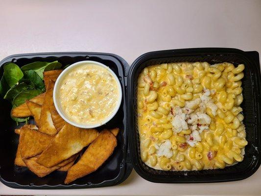 Crab n Bacon chips  and Lobster queso Mac