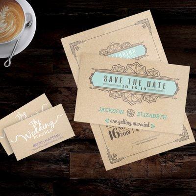 Kraff Paper Invitation 5x7 and Business Card 2x3.5