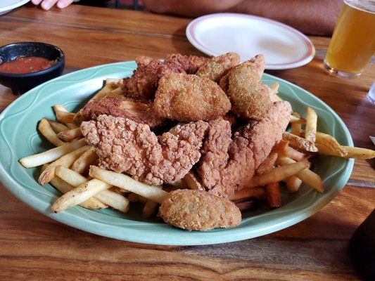 They ran out of chicken wings so they gave us strips, MEH.