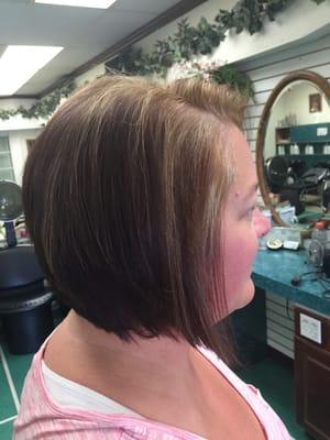 Cut 14" and highlighted Heather's hair!