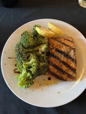 Blackened Lemon Pepper Salmon and broccoli