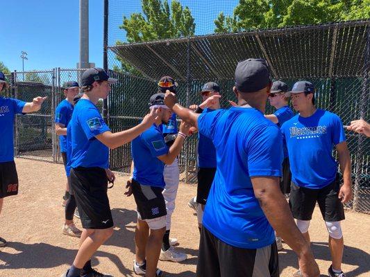 Team camaraderie at the end of practice