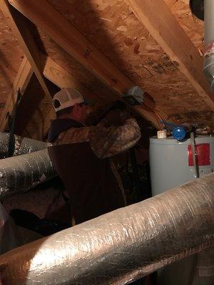 It's  been a water heater installation kinda day!!! From attics to closets ... We will get it done reasonably & professionally!!