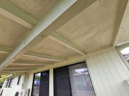 Lanai ceiling before power wash.