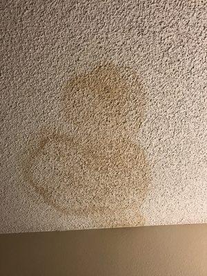 There was a leak from the obnoxious people from above and it stained my whole ceiling. Told management to get it repainted.never did.