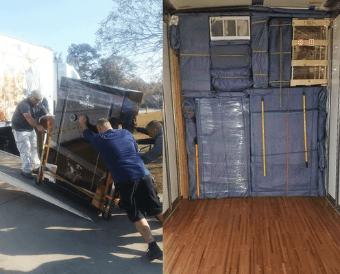 Loading a large gun safe.