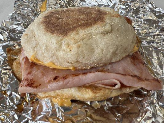 Ham egg & cheese breakfast sandwich - great