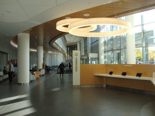 First floor lobby, view looking south.  The lab entrance is on the left side.