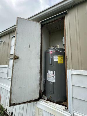 Too big of a unit to be installed in a small space/room. Spigot indent the door and causing door not to shut all the way.