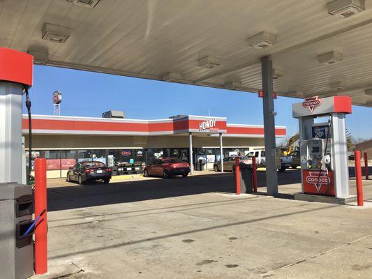 Ten fuel pumps and a convenience store.