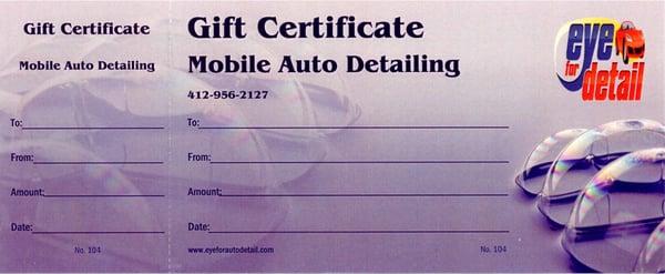 gift certificates available- call for details