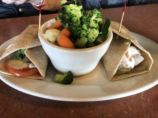 Turkey WRAP with Steamed Veggies side