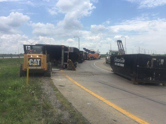 Emergency dumpster delivery for accident.