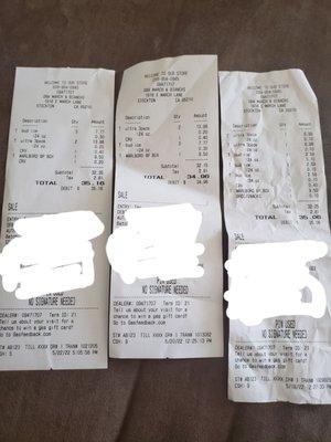 3 recipes, 3 different cashier, 3 different prices. All the same product.