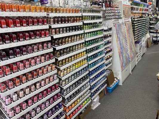 Threads for garment sewing, quilting, and embroidery. So many colors to choose from!