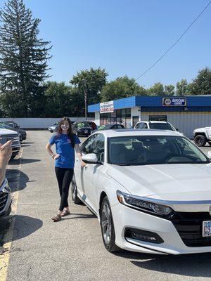 My baby and her new car.