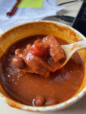 Sausage chili soup that came with my sandwich.