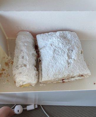 Bavarian cream filled pastry (left) and guava filled pastry (right)