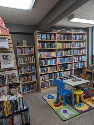 Our 12 and under area includes a table and chairs perfectly sized for our smallest readers.