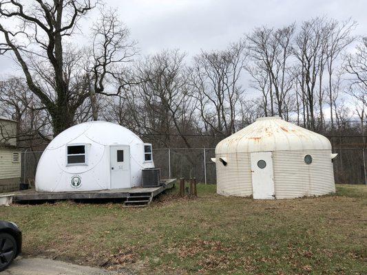 Military dome structures can be seen throughout the Camp Evans complex