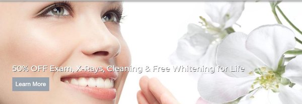 50% OFF Exam, X-rays, Cleaning & FREE Whitening for Life!