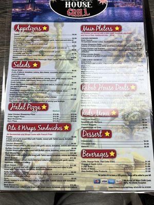 This is there actual menu the will have you to order but on each item they will charge 4 to 5 extra on each item