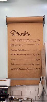 Drinks menu. It's a pretty short list.