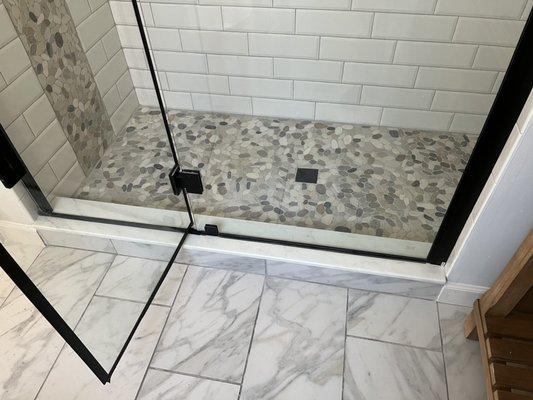 Stone shower floor