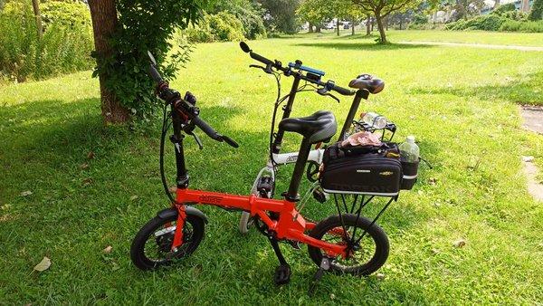 our eBikes resting in the cool shade of a beautYful Tree somewhere in western New York