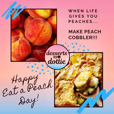 Our peach cobbler is one of our most popular desserts!  Contact us to place an order...or check out our website for more goodies!