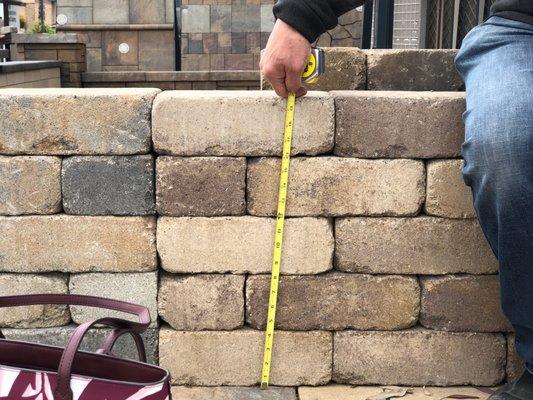 Measuring for retaining wall