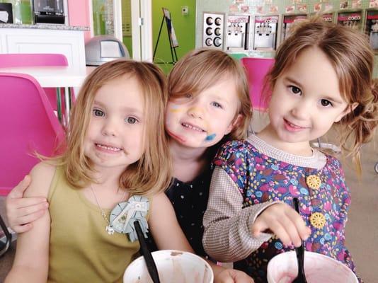 Three cuties enjoying sweetFrog yogurt