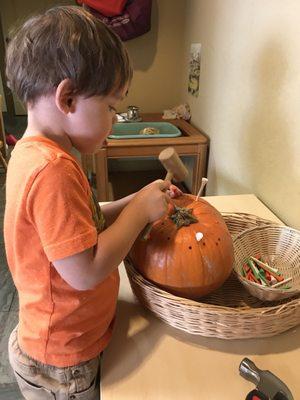 Hammering fine motor activity for our fall theme