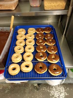 Chocolate and maple donuts...