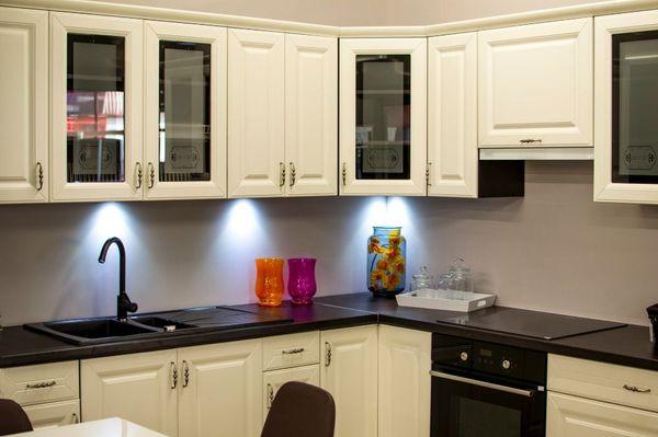 Custom cabinets and lighting